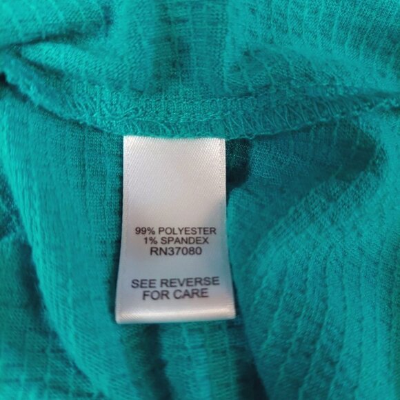 Cato Women's Plus Size Textured Green Cold Shoulder Tie Sleeve Top - Picture 6 of 7